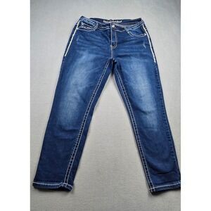 State of Independence‎ Womens Sz 13 Blue Denim Straight Leg Jeans Rhinestone